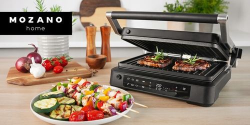 GRILL ELEKTRYCZNY OPIEKACZ ROZKŁADANY 6 PROGRAMÓW 2 TERMOSTATY 2000W na Arena.pl