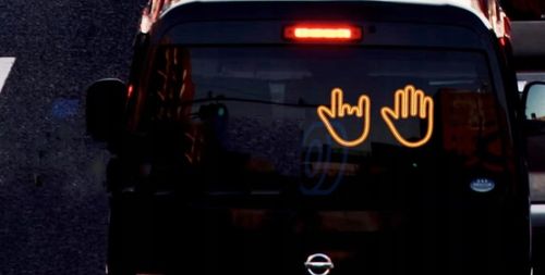 RĘKA LED NA TYLNĄ SZYBĘ SAMOCHODU SYGNALIZATOR GESTÓW ŚRODKOWY PALEC KCIUK na Arena.pl