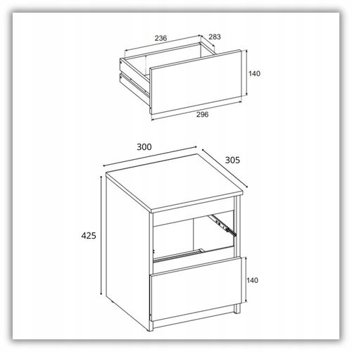 szafka nocna biała loft 30 cm, stolik nocny, nakastlik 2 szuflady na Arena.pl
