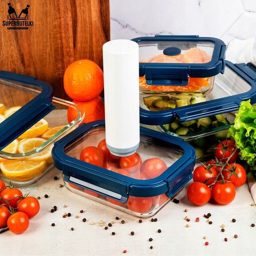 ZESTAW 4 sztuki pojemniki szklane lunchbox próżniowe do żywności + na Arena.pl