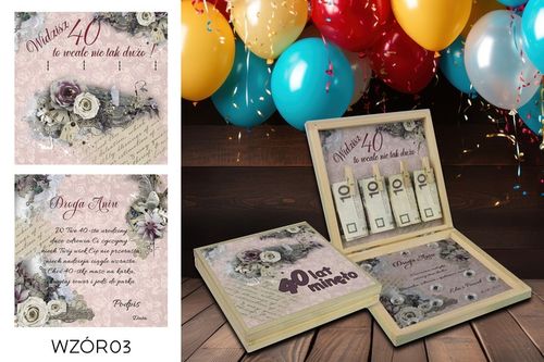 PREZENT NA 40 URODZINY PUDEŁKO Z ŻYCZENIAMI na Arena.pl