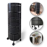 pięciopoziomowy, obrotowy kosz na kółkach 33 x 90,5 cm, metalowy czarny