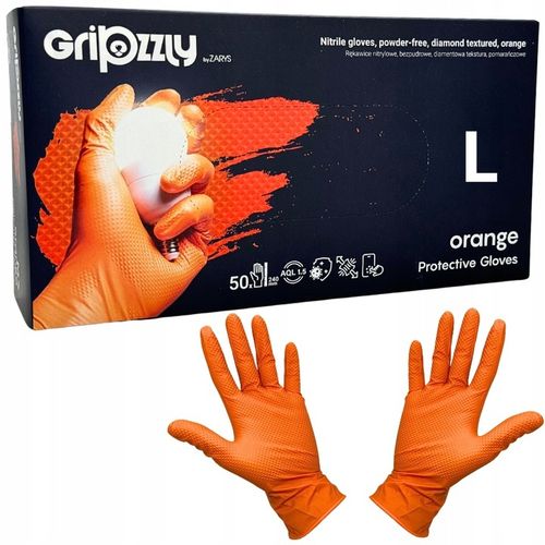 RĘKAWICE ochronne NITRYLOWE GRIPZZLY GRIPY ZARYS pomarańczowe roz.L 50 na Arena.pl