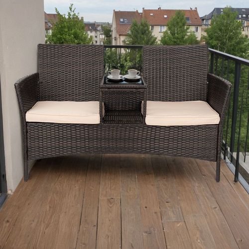 Ławka ogrodowa z technorattanu sofa CORDOBA brązowa na Arena.pl