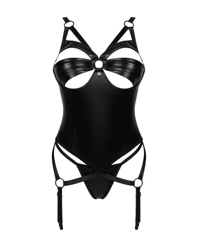 obsessive armares xs/s - czarna koszulka wet look z pierścieniami na Arena.pl