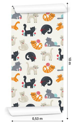 Tapeta Dla Dzieci - Urocze Kotki - Styl Skandynawski na Arena.pl