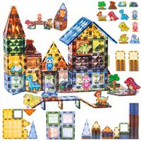 KLOCKI Kafelki KONSTRUKCYJNE MAGNETYCZNE DINOZAURY Zestaw Klocków 116 elem