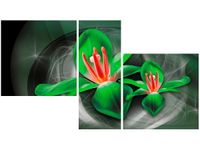 90X50CM ZIELONE KOSMICZNE KWIATY JAKUB BANAŚ TRÓJ OBRAZ ŚCIANY