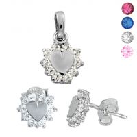 SREBRNY KOMPLET SERDUSZKA NA SZTYFT SREBRO PRÓBY 925 DOSTĘPNE RÓŻNE KOLORY