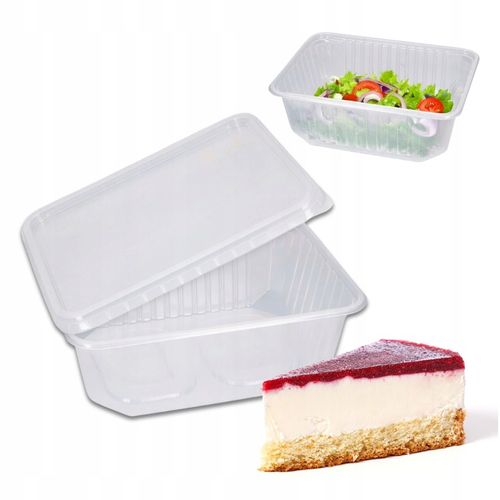Pojemniki na Żywność Jednorazowe 1000 ml Prostokątne z Pokrywką 50 Sztuk na Arena.pl