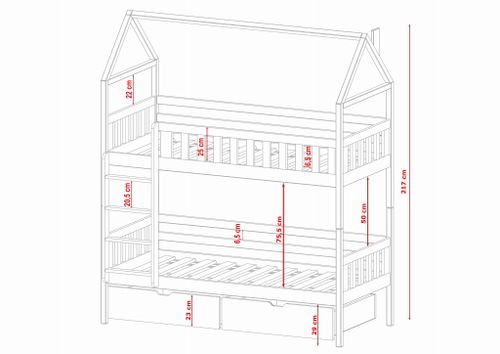 ŁÓŻKO PIĘTROWE 2- osobowe domek Gaja 80x160 na Arena.pl