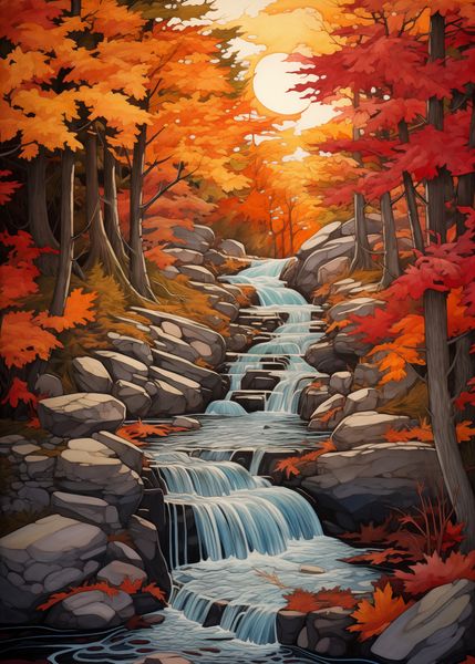 Plakat 50x70cm Jesienne Wodospady zdjęcie 1