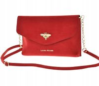 Laura Biaggi - torebka wizytowa kopertowa pszczoła czarwony zamsz JS152