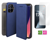 Etui z klapką do XIAOMI 17T PRO 5G obudowa portfel niebieski case + szkło