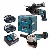 zestaw Makita Młotowiertarka SDS+ szlifierka 18V Akumulatorowa baterie 5AH