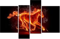 130CM 85 OBRAZ 4 ELEM OGNISTY KOŃ ŚCIENNY