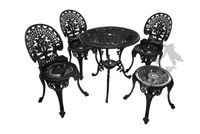 ZESTAW NR 04 - STÓŁ Ø 66 CM + 3 KRZESŁA LEKKIE + 1 TABORET LEKKI MEBLE OGRODOWE NA TARAS PATIO BALKON ELEGANCKIE RETRO