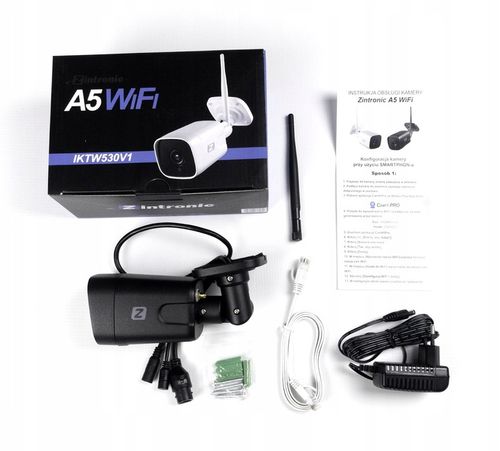 Kamera Zewnętrzna IP WiFi 5MPx 5MP Czarna Wykrywanie ludzi, AUDIO na Arena.pl