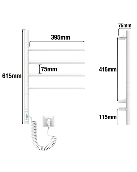 ELNA Grzejnik łazienkowy elektryczny Vertical 4 ruchome ramiona White zdjęcie 4