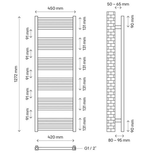 GRZEJNIK ŁAZIENKOWY HALFA1 BIAŁY 128X45CM na Arena.pl
