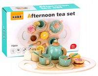 DREWNIANY ZESTAW DO HERBATY Serwis herbaciany