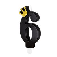 Świeczka na tort cyfra 6 z koroną czarna