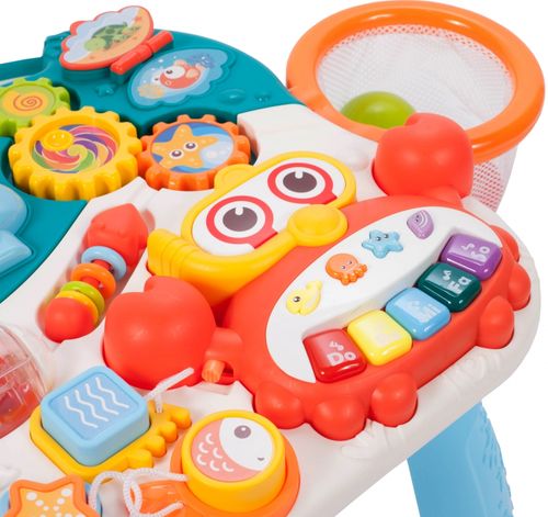 Chodzik Pchacz Stolik Edukacyjny Panel Koszyk 5W1 - Niebieski na Arena.pl