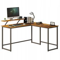 Biurko komputerowe narożne z regałem rustykalny industrialne z półką loft