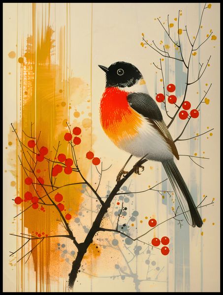 Plakat 75x100cm Jesienny Rudzik zdjęcie 2