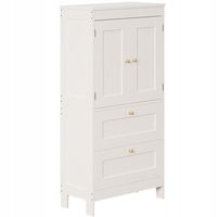 Regał łazienkowy szafka wolnostojąca 2 szuflady drzwiczki biały loft 120 cm