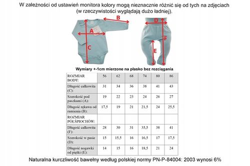 Komplet body półśpiochy z falbanką r.62 wzór 373r na Arena.pl