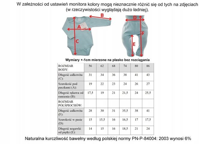 Komplet body półśpiochy z falbanką r.62 wzór 373r zdjęcie 4