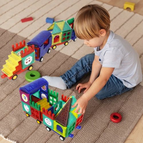 KLOCKI MAGNETYCZNE 3D Edukacyjne DUŻE PANELE Konstrukcyjne ZESTAW 72 el. na Arena.pl