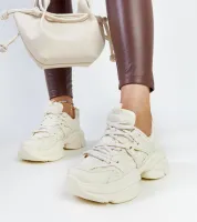 Jasnobeżowe sportowe sneakersy Feaven 37