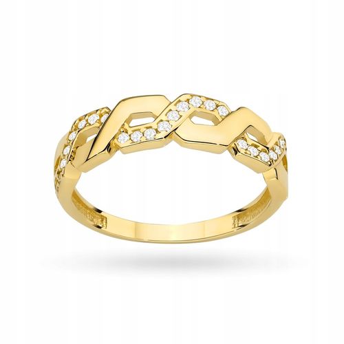 ZŁOTY PIERŚCIONEK pr. 585 Przeplatany Łańcuszek z Cyrkoniami 14k r.14 na Arena.pl