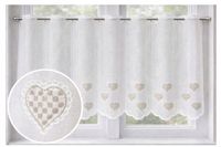 Zazdrostka biała HAFTOWANE SERDUSZKA SERCA beżowe rustykalna kuchnia 192x70