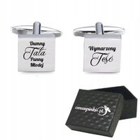 Spinki do mankietów kwadratowe DUMNY TATA PANNY MŁODEJ WYMARZONY TEŚĆ ślub