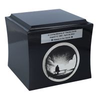 Samotność - symboliczna urna kremacyjna Czarna / Plakietka