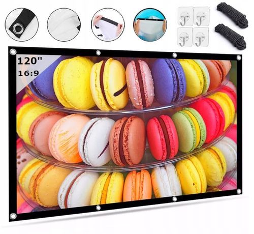 EKRAN PROJEKCYJNY do projektora Rzutnika Przenośny Zwijany 16:9 120 Cali na Arena.pl