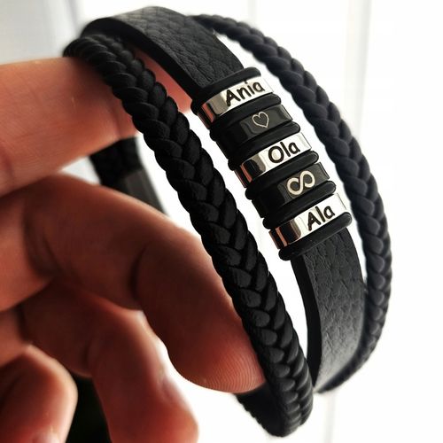 Bransoletka męska SKÓRZANA REGULOWANA Z GRAWEREM GRAWER JAKOŚĆ VERSATILE na Arena.pl