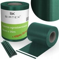 TAŚMA ogrodzeniowa 19cm/35m ZIELONA + 20 klipsów OSŁONA ogrodzenie panelowe