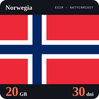 Karta eSIM Internet Norwegia 20 GB na 30 dni - bez rejestracji