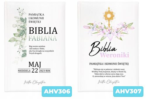 BIBLIA OBRAZKOWA Pamiątka KOMUNII ŚWIĘTEJ TWOJE IMIĘ PREZENT OD CHRZESTNEGO na Arena.pl