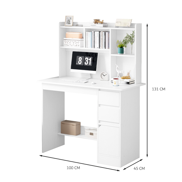BIURKO MŁODZIEŻOWE KOMPUTEROWE STOLIK BIAŁE BIURKO Z REGAŁEM PÓŁKAMI zdjęcie 9