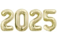 Balony foliowe na sylwestra rok 2025 85 cm szampańskie złote