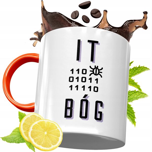 Kubek Pomarańczowy Dla Informatyka Programisty Z Nadrukiem Ze Zdjęciem zdjęcie 1