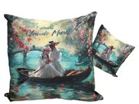 Poduszka z wypełnieniem/suwak C. Monet Kobieta i Mężczyzna na łodzi CARMANI