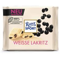 CZEKOLADA MLECZNA RITTER SPORT WEISSE LAKRITZ 100g BIAŁA LUKRECJA