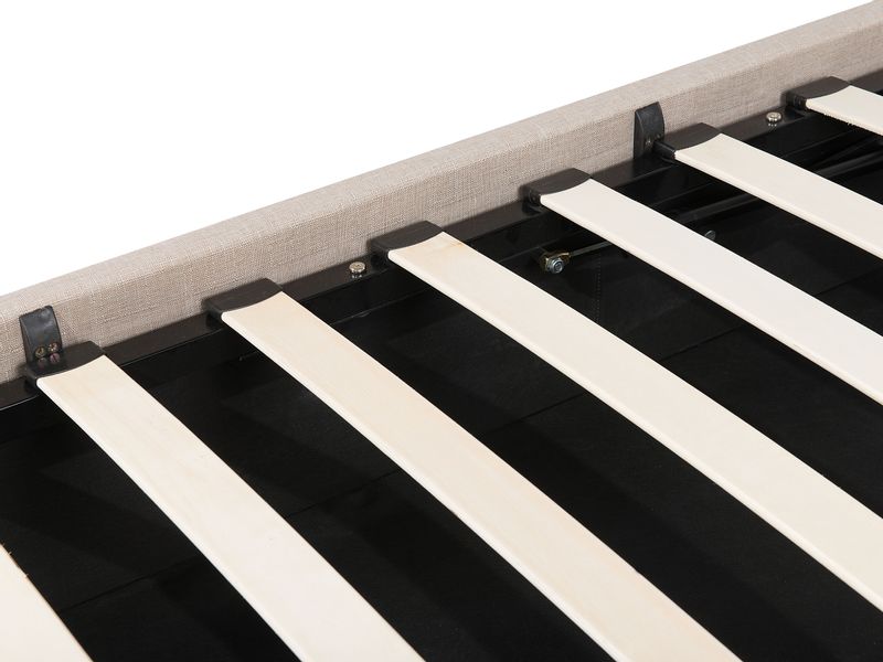 Łóżko z pojemnikiem tapicerowane 90 x 200 cm beżowe DINAN zdjęcie 8