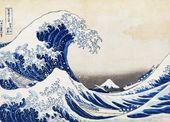 Plakat 35x25cm Wielka Fala w Kaganawie Katsushika Hokusai Japoński Vintage